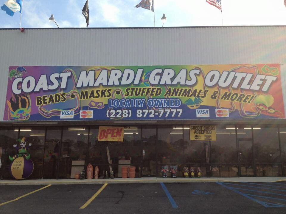 Storefront of Coast Mardi Gras Outlet, Ocean Springs.