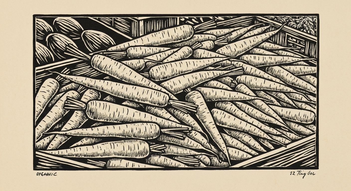 Linocut illustration of grocery stores in Ocean Springs.