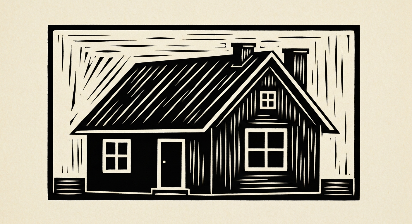 Linocut illustration of home insurance agencies in Ocean Springs.