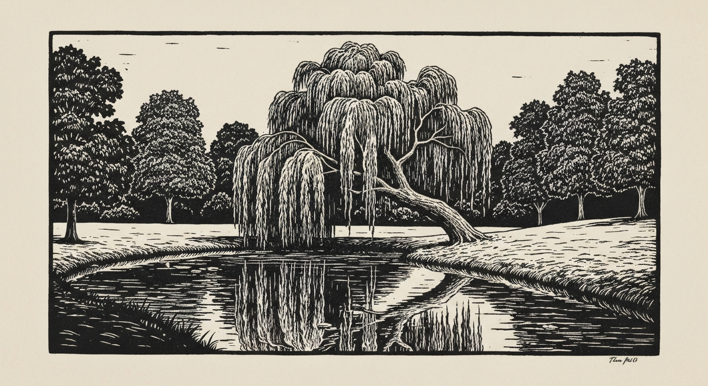 Linocut illustration of parks in Ocean Springs.