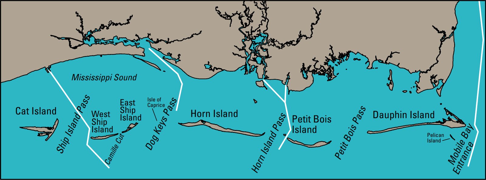 Horn Island and the Mississippi Sound barrier islands, from above.