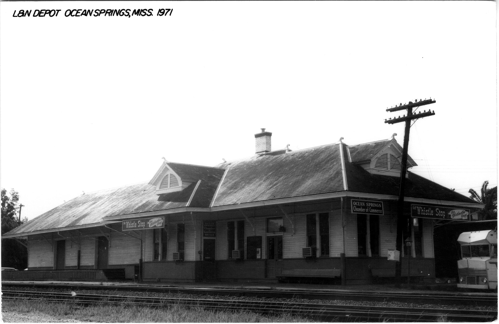 Collection: Railroad Depot Postcard Collection
Call number: PI/1987.0009
System ID: 77409
Catalog link: 77409
L. and N. Depot, Ocean Springs, Miss. 1971.
Please see our profile page for information on